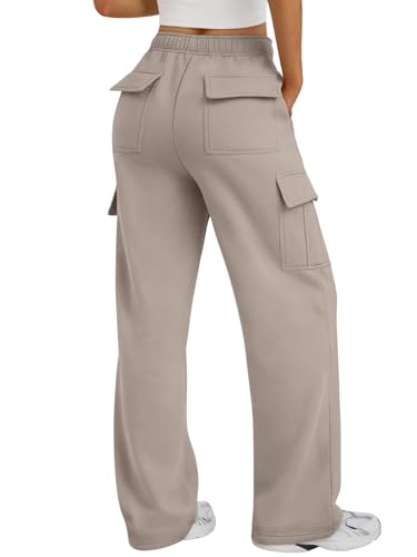 Trendy Queen Women's Cargo Sweatpants, Wide Leg Workwear Pants with