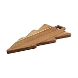 Upluxmira Tabla de cortar de madera de acacia con forma de árbol de Navidad, bandeja lateral para servir pizza, fiestas, charcutería de queso y frutas, marrón, 35 x 18 cm