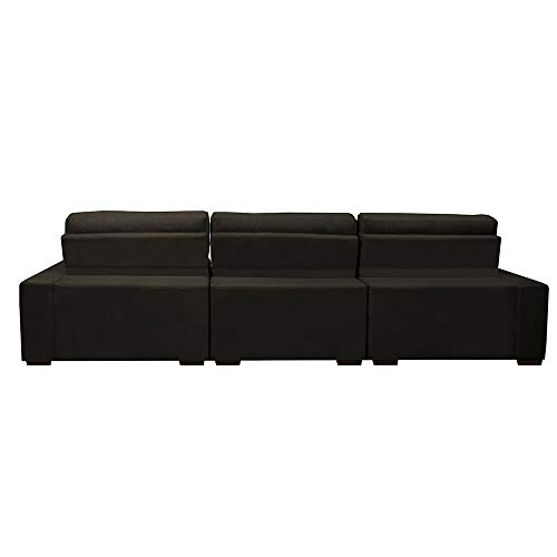 Sofá Retrátil e Reclinável com Molas Ensacadas Cama Inbox Master 3,22m Tecido Suede Café