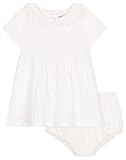 Petit Bateau A0CLL, Vestido de manga corta y bombacho Bebé-Niñas, Blanco, 12 meses