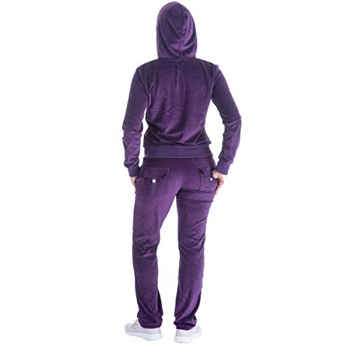 Image of Velour Tracksuit Womens 2 Pieces Joggers Outfits Jogging Sweatsuits Set Soft Sports Sweat Suits Pants