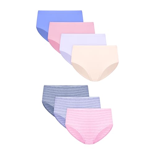 Hanes Girls' Underwear Briefs, 7-Pack, Pure Comfort Microfiber Brief Panties for Girls, Assorted
