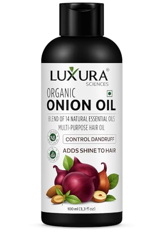 Image of Luxura Sciences Onion Hair Oil 100ML with 14 Essential Oils | Argan, Bhringraj, Hibiscus, Amla, Sesame & More | Nourishes, Strengthens & Enhances Hair Health & Shine