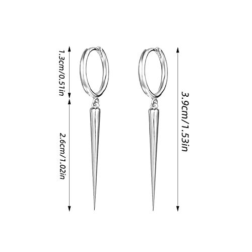 Wuweijiajia Minimalist Spike Dangle Drop Hoop Earrings For Women Girls Men Sterling Silver Charms Hoops Cuff Cartilage Stud Tragus Helix Wrap Geometric Hypoallergenic Fashion Personalized Punk (Silver) #TOP1