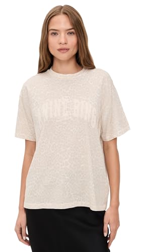 ANINE BING Womens Cade Tee Washed White Leopard XS