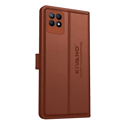 Image of KIVANO Compatible with Realme Narzo 50 / Realme 8i Flip Cover | Leather Finish | Inside Pockets & Inbuilt Stand | Shockproof Wallet Style Magnetic Closure Back Cover Case