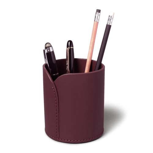 Image of Premium Recycled Leather Pen Holder for Desk & Study Table | Office Pen Stand for Table, Desk | Stationery /Pencil Stand Organiser | Multi-Purpose Holder for Home & Office (Classic Bordeaux)