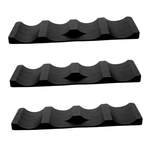 KICHOUSE 3pcs Anti-slip Beer Mat Fridge Organizer Silicone Bottle Storage Mat Soda Holder for Refrigerator Black