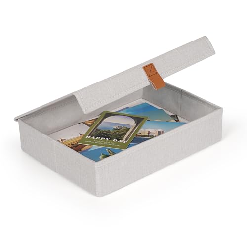 Image of Flenpptly Decorative Photo Storage Box, Photo Boxes Storage with Lids Keepsake Box to Store Pictures, Envelope, Scrapbook Supplies Comes with Business Card Frame to Mark (Small)