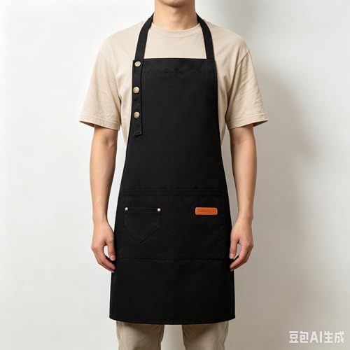KELINFONG Green Apron with 2 Pockets, 2 Pack Unisex Adjustable Drawstring Solid Kitchen Apron for Baking,BBQ,Cooking,Kitchen - image 3