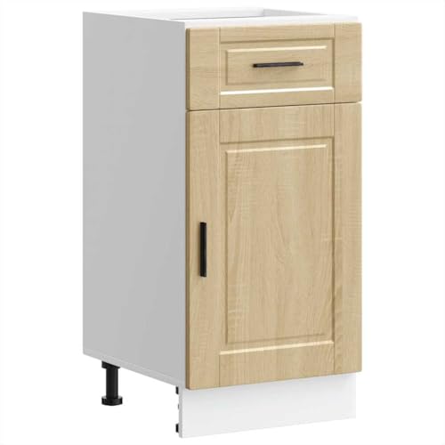 Homvdxl Kitchen Base Cabinet, Modern Bottom Storage Cabinet with Drawer, Door & Adjustable Feet, for Living Room, Dining Room, Bar, Brown - 40x46x81.5 cm