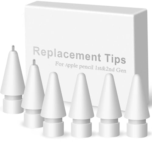 MEKO 6 Pack Replacement Tips for Apple Pencil 1st/2nd Generation,Upgraded Durable Apple Pencil 2nd Generation Tips and 0.72mm Ultra Fine Pen Like Tips for Apple Pen(6Pcs)