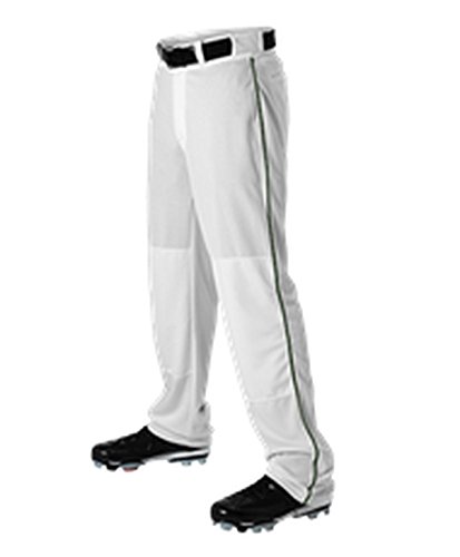 Alleson Adult Baseball Pant with Braid White, Dark Green 3X 605WLB 605WLB-WHDG-3X