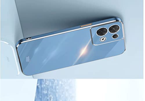 Image of Apurb Store for Oppo Reno 8 Pro 5G Plating Square Gold Frame Phone Case Luxury Soft Silicone Back Cover (for Oppo Reno 8 Pro 5G, Blue)