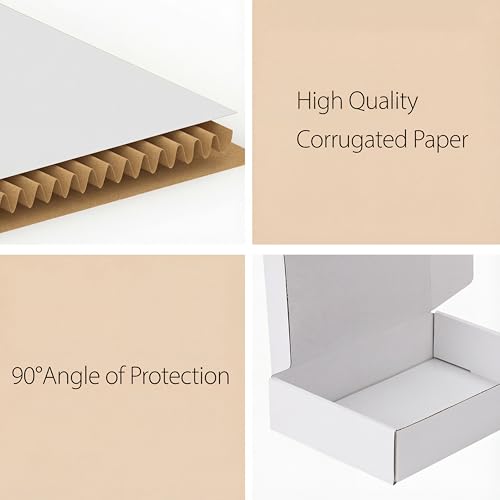 Image of RLAVBL 12x9x2 Shipping Boxes Set of 25, White Corrugated Cardboard Mailer Box for Packing Small Business