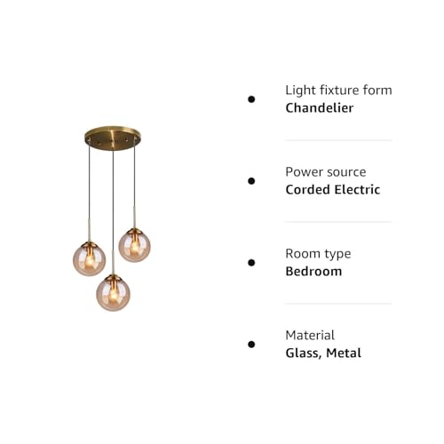 Lampe de plafond suspendue à boule de verre complexe et laiton brossé