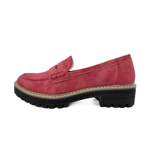 Image of Womens Penny Loafer ShoesSuede Chunky Oxford LUE Sole Comfortable Slip On for Casual Business,Work and Date