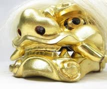 Amazon.co.jp: F1285伝統工芸 井波彫刻 荒井一吼 獅子頭 置物 縁起物