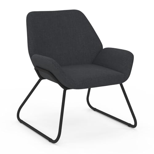 IDMarket - Fauteuil SIXTINE en Tissu Gris Anthracite et Pieds métal Noirs
