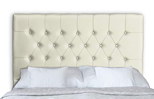 KAMA HAUS Cabecero Agnes | Tapizado en Polipiel Natur | Ignífuga | 135 x 110 cm |Color Marfil.