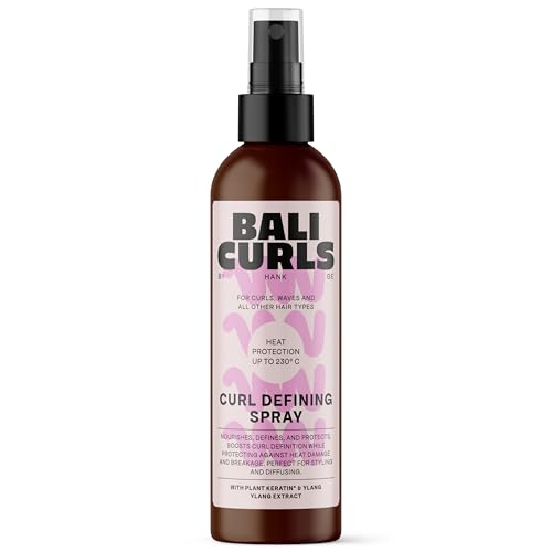 Bali Curl Leave-In Diffusing-Heat Protection Spray, definiërende hittebescherming voor krullend haar, verzorgende hittebescherming voor gezonde en beschermde krullen, 150 ml