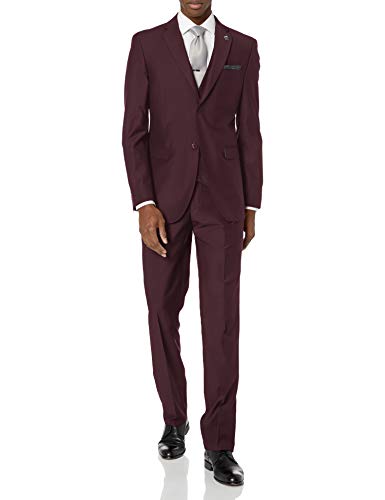 STACY ADAMS Men's Bud Vested Slim Fit Suit, Burgundy, 42 Regular
