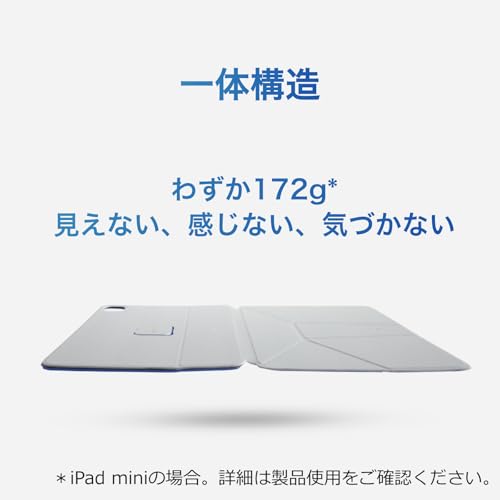 MOFT【日本正規代理店】ダイナミックフォリオ iPad mini 対応 磁気吸着スタンド機能 軽量 薄型 角度調節可能 折りたたみ収納可 縦置き＆横置き Apple Pencil対応x (ストーングレー×サファイアブルー、ダイナミックフォリオ iPad mini7 ケース (第7世代、A17 Pro、2024)、 iPad mini6 ケース(第6世代、2021))