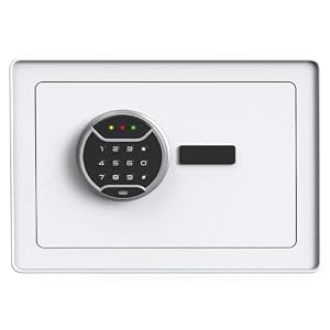 Home Safe with Digital Keypad Safe box, Anti-Pry Design, Alarm, White