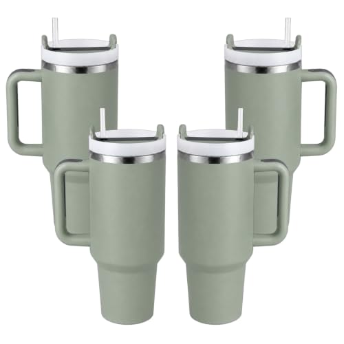 Image of Pandance 4 Pack 40 oz Tumbler with Handle and Straw Bulk, Green