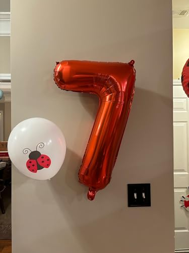 Image of 40 Inch Red Number 7 Balloon, 7th Birthday Decoration Boys Girls