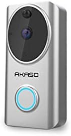Video Doorbell, AKASO WiFi Doorbell Camera Works with Alexa 720P HD 2.4G WIfi Smart Wireless Doorbell IP65 Waterproof Home Security Two-Way Talk & Video Cloud Storage PIR Motion Detection Night Vision