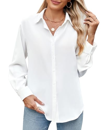Womens Long Sleeve Button Down Shirt Ultra-Soft Stretch Wrinkle-Free Work Casual Business Office Blouse