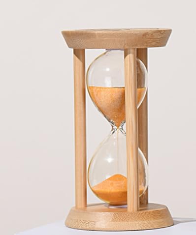 DASIAUTOEM Reloj de arena de cristal, temporizador de 15 minutos, temporizador de arena para niños, reloj de arena de 15 minutos de madera, reloj de arena visual para niños y adultos, para escuela