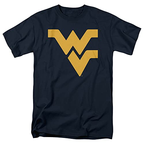 West Virginia University Official Distressed Primary Logo Unisex Adult T Shirt West Virginia University Medium