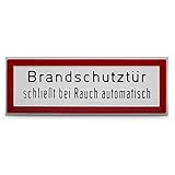 Hinweisschild „Brandschutztür schließt bei Rauch automatisch“ - 29,7 x 10,5 cm - Aluminium geprägt - Hinweise für die Feuerwehr - Brandschutz-Erstausstattung nach DIN 4066-D1 - Betriebsausstattung24®