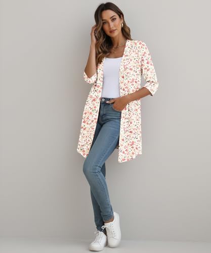 Image of YSYOKOW Lightweight Cardigans for Women 3 /4 Sleeve Long Open Front | Cardigan sweaters for women lightweight, summer cardigans for women lightweight, long cardigans for women trendy, dressy