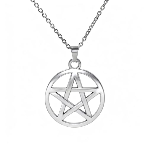 DALUNDREAMLI Gothic Pentacle Necklace Handmade Charm Pendant for Women Pagan Jewelry with Stainless Steel Chain Wiccan Gift