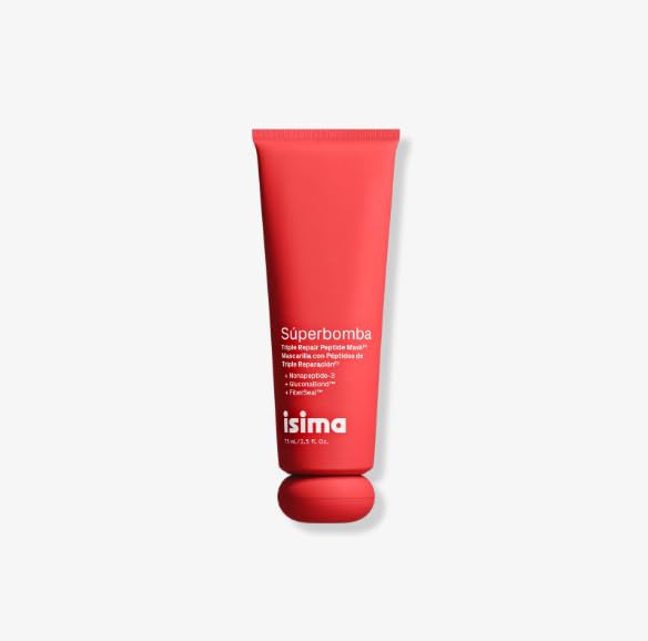 Isima Súperbomba Triple Repair Peptide Hair Mask with Nonapeptide-3, GluconaBond and FiberSeal Technology, 2.5 fl oz