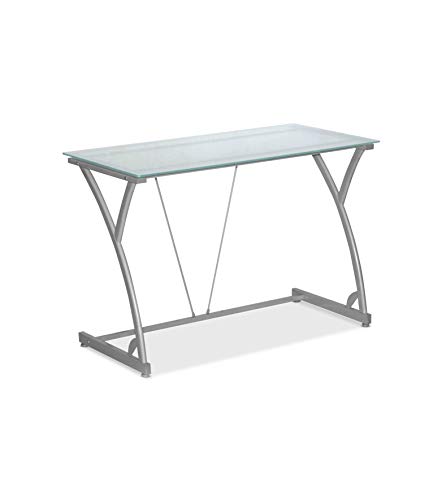 HON Sadie Table Desk with Frosted Glass Top (HXTD1815), Silver