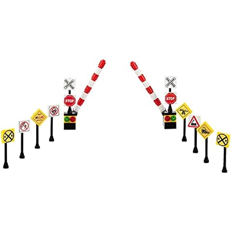 Building BRICKS Toys Custom Train Railroad 2 Crossing Signals 2 Crossing Gates 8 Railroad sighns Cover