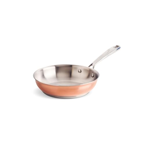Qulinart Copper+ - Sartén de piel y acero inoxidable triply multicapa, para todo tipo de fuegos, incluida inducción, apta para horno, nevera, lavavajillas, antiadherente sin PFOA, diámetro de 28 cm