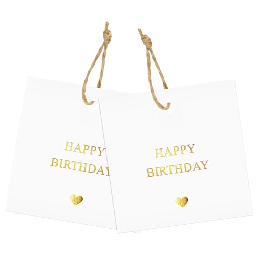 joycraft 50Pcs Birthday Tags 2.5In Happy Birthday Gift Tags with String