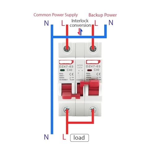 Disjoncteur de transfert manuel double alimentation CA 2P 16A inverseur de source - 3