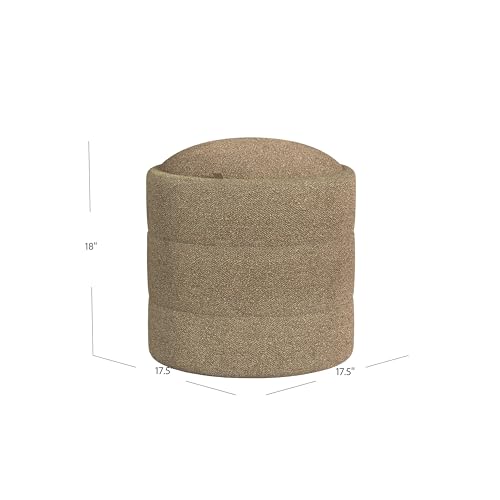 Image of HomePop 18 inch Storage Round Ottoman - Brown Boucle