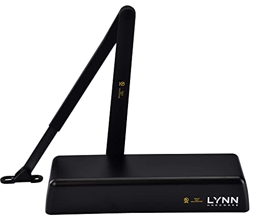 Extra Heavy Duty Commercial Door Closer -Lynn Hdwr Model # Lh9016 (Us19 Matte Black)- Surface Mounted, Grade 1, Cast Iron, Ul 3 Hour Fire Rated & Ada For High Abuse Traffic Doorways #TOP2