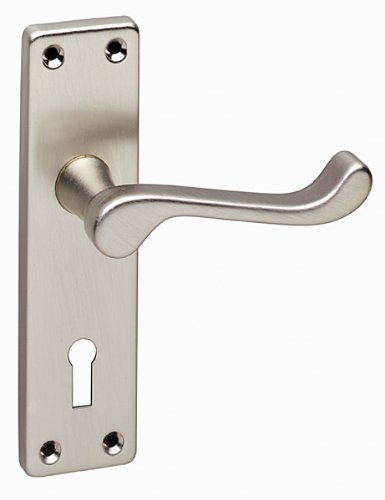 URFIC 100-325-05 LK Victoriaanse Scroll Satijn Nikkel Lock Traditionele Deurgreep Set
