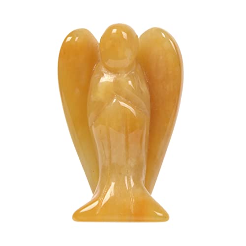 Justinstones Carved Yellow Jade Gemstone Peace Angel Pocket Guardian AngelHealing Statue 2 inch