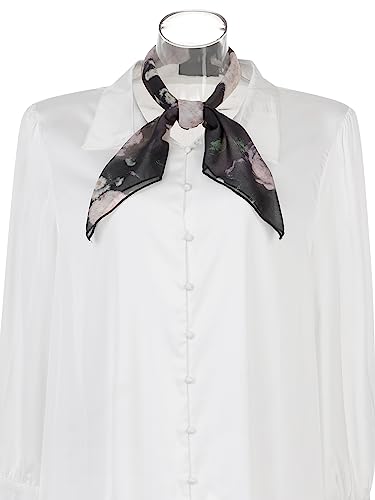 Allegra K Women Chiffon Scarves - 27.6" X27.6" - Floral Print Square Kerchief Neck Scarf Neckerchief2