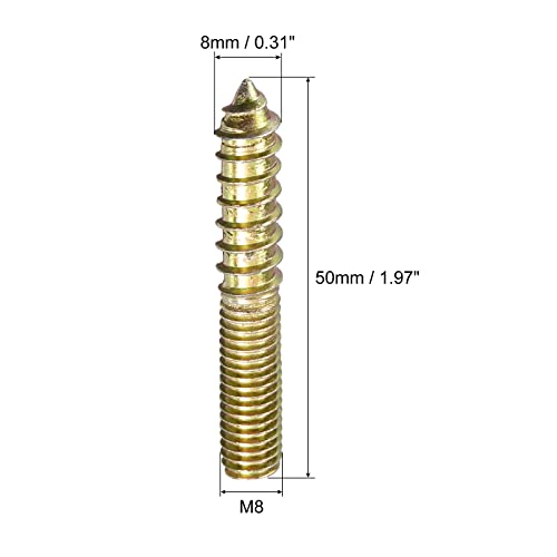 Image of uxcell M8x50mm Hanger Bolts, 120pcs Double Ended Thread Dowel Screws for Wood Furniture Connecting