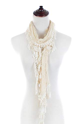 AN Fashion Leafy Lace Scarf Womens With Tassels2